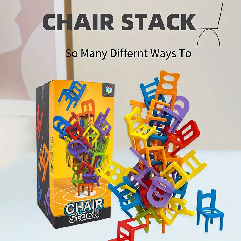 Chair Stack Tetra Tower Fun Balance Stacking Building Blocks Board Game for Kids Adults Friends Party Game Night and Partie Toy