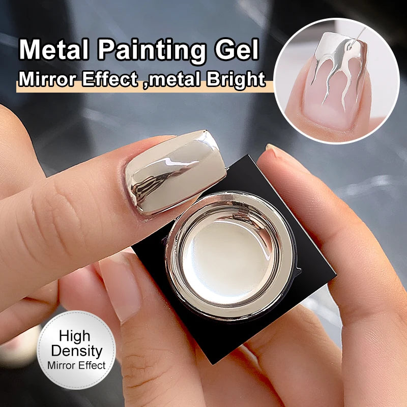 AS 5Ml Silver Metallic Painting Liner Gel Polish Super Bright Mirror Gel Nail Polish Semi Permanent Lines French Nail