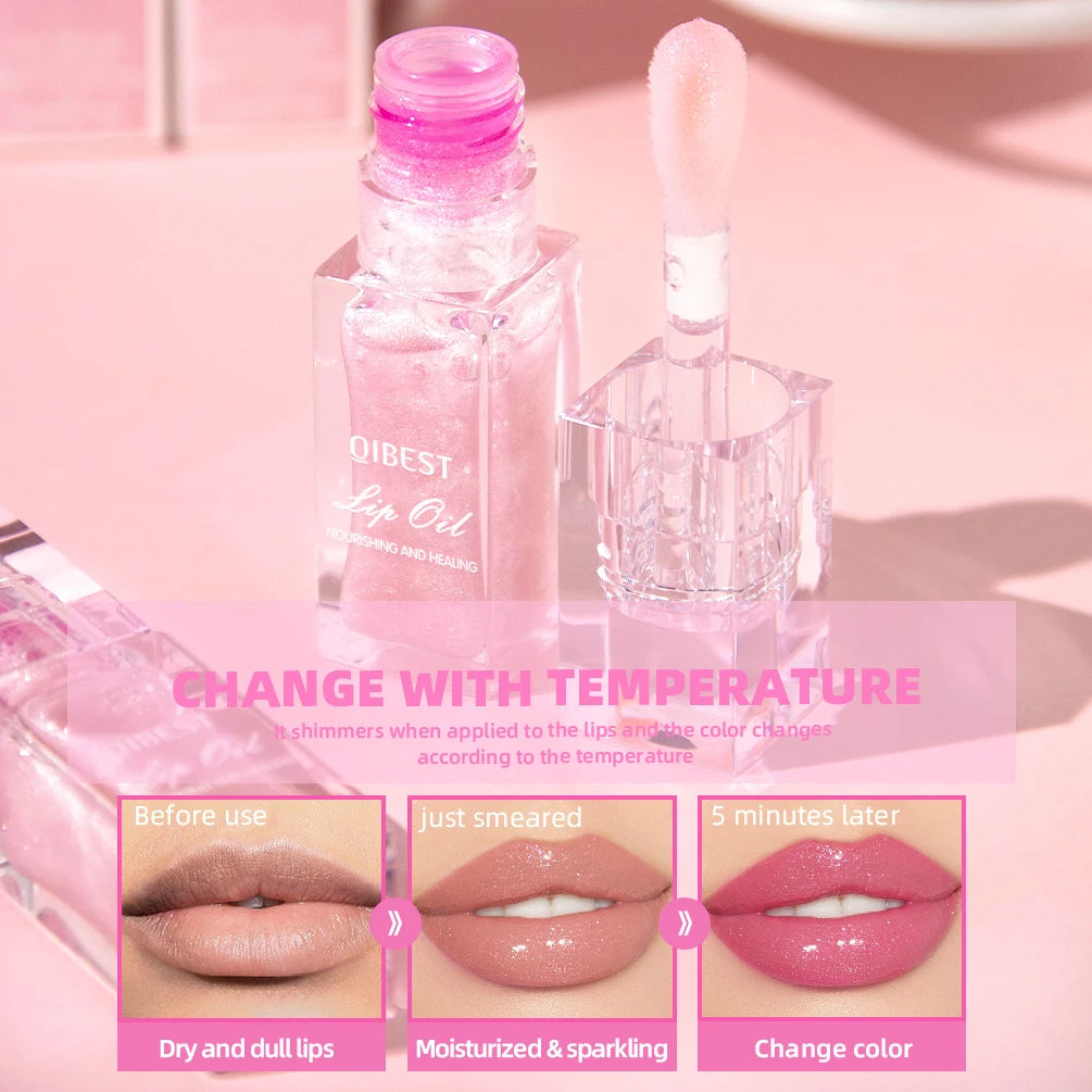 Color Changing Lip Gloss Pearlescent Glassy Lip Oil Natural Moisturizing  Reduce Lip Lines Jelly Plump Lips Care