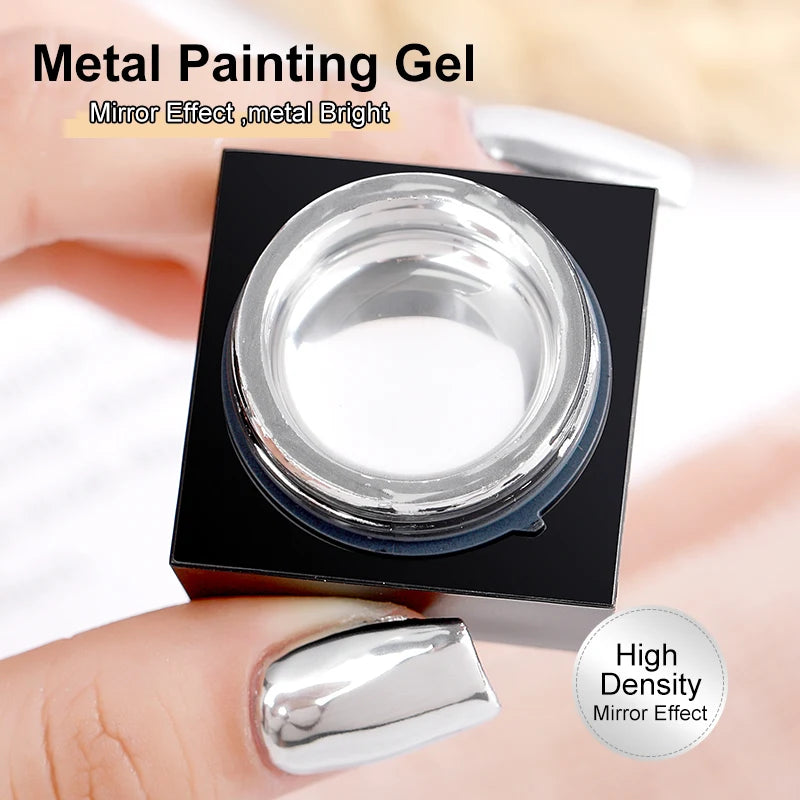 AS 5Ml Silver Metallic Painting Liner Gel Polish Super Bright Mirror Gel Nail Polish Semi Permanent Lines French Nail