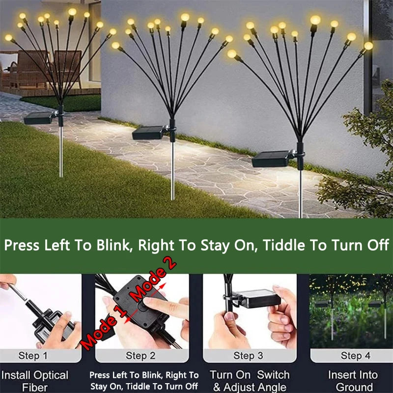 6/8/10 LED Solar Garden Lights Powered Firefly Lights Outdoor Garden Decoration Landscape Lights Firework Firefly Lawn Lamps