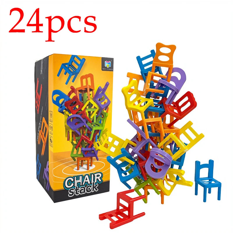 Chair Stack Tetra Tower Fun Balance Stacking Building Blocks Board Game for Kids Adults Friends Party Game Night and Partie Toy