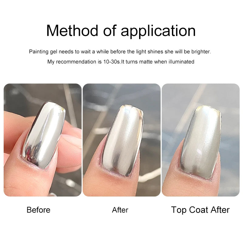 AS 5Ml Silver Metallic Painting Liner Gel Polish Super Bright Mirror Gel Nail Polish Semi Permanent Lines French Nail