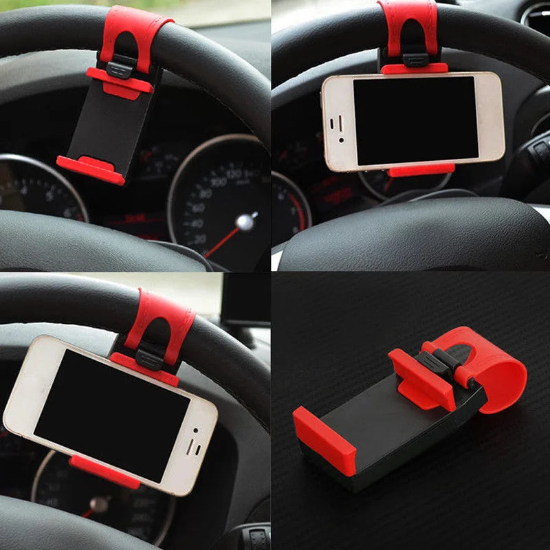 Car Steering Wheel Phone Clip Mount Holder Universal Kit Bike Auto Camera GPS Stand Bracket Car Interior Accessories