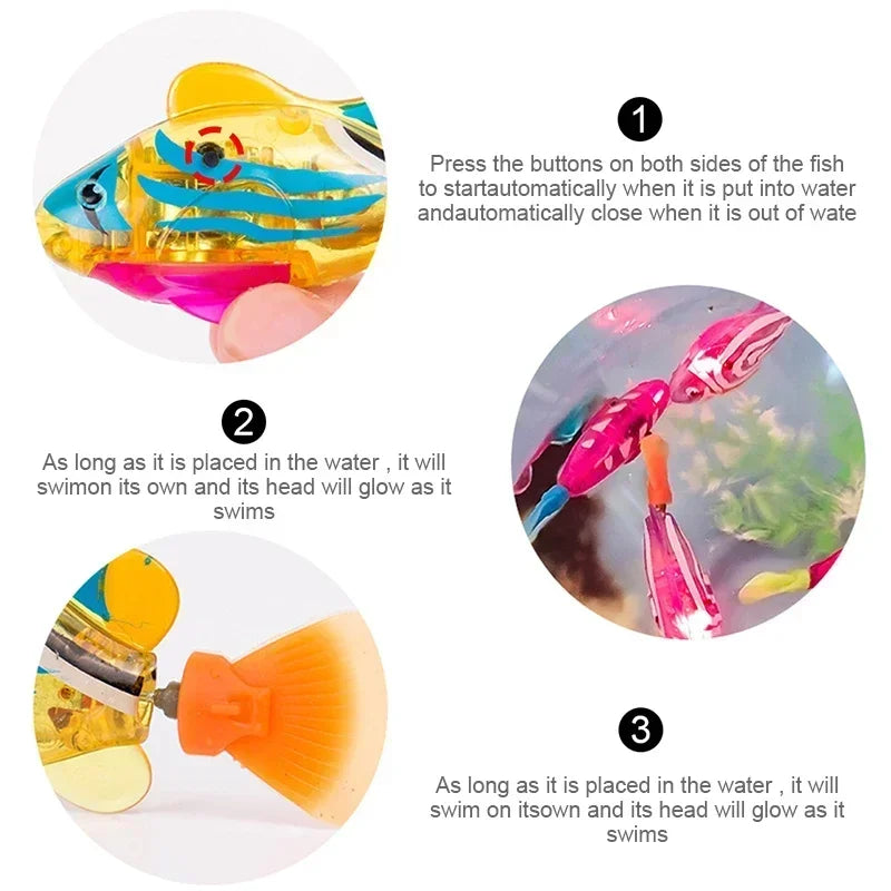 Cat Toys Interactive Robot Fish LED Lighted Water Activated Cat Electric Swimming Fish Toy Kitten Cat Fish Toy with LED Light