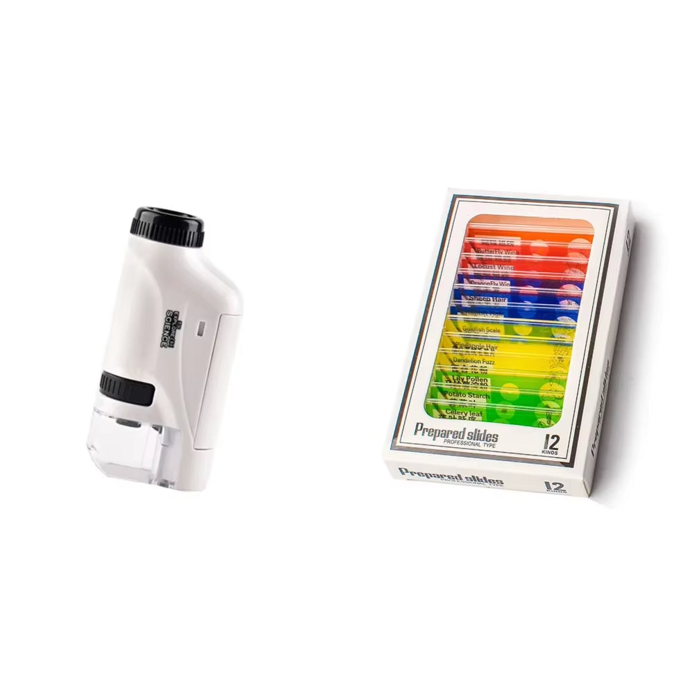 60-120X Mini Pocket Microscope with LED Light Kids Science Microscopes Battery Powered Adult/Kids Handheld Microscope