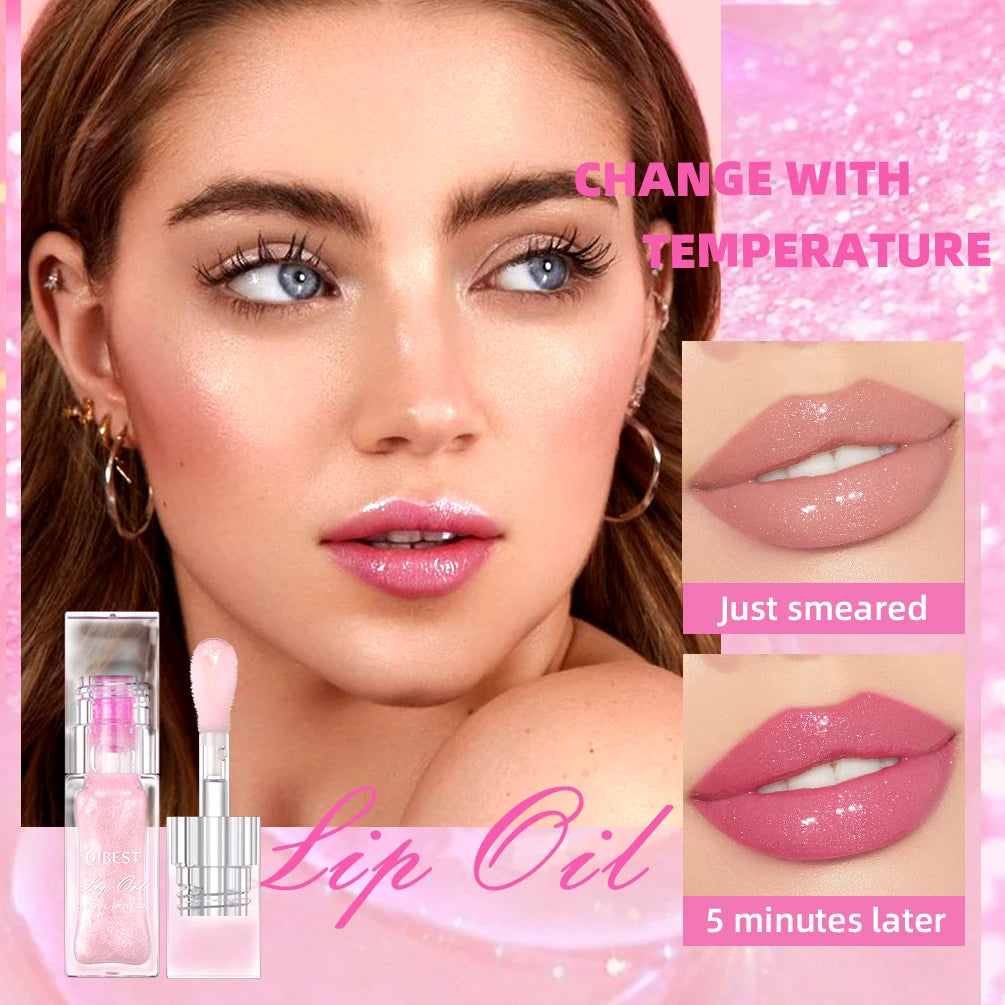 Color Changing Lip Gloss Pearlescent Glassy Lip Oil Natural Moisturizing  Reduce Lip Lines Jelly Plump Lips Care