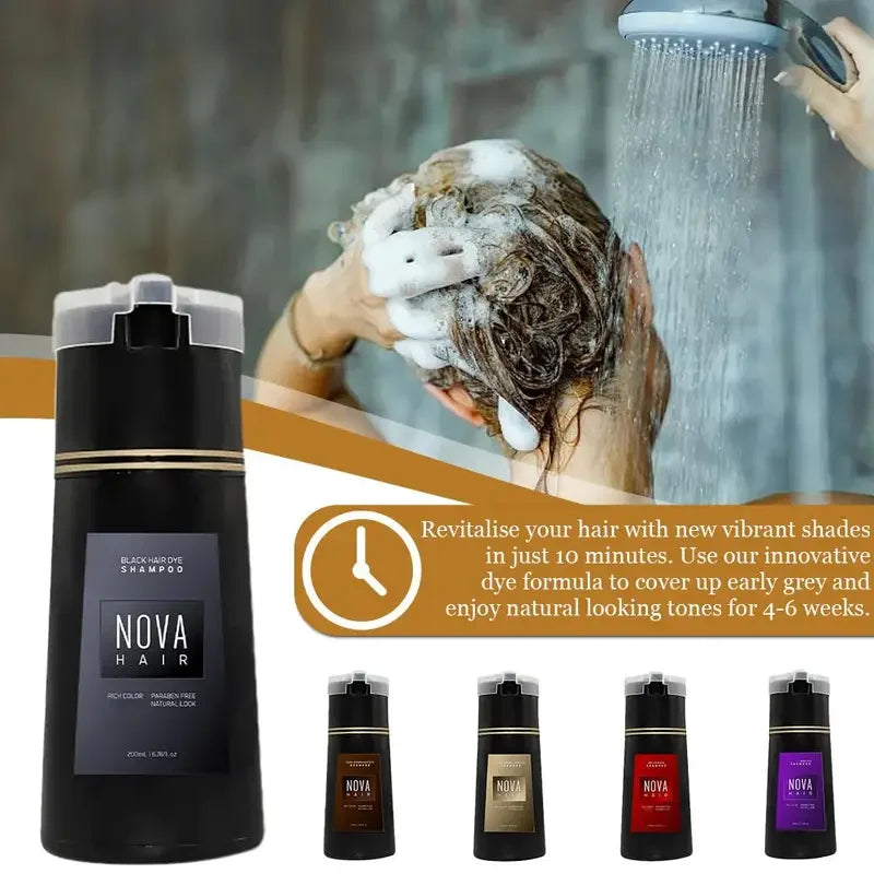 Original Hair Dye Shampoo Nova Hair Instant Dye Shampoo Men Women Quick Easy Safe Hair Color Gray Hair Coverage Nourish Scalp